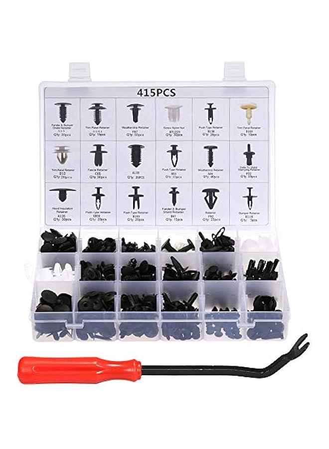 فايلكس مشاك تثيت السيارة ومجموعة لاستيكية م اف ام كيو شو ، تلقائية مع اداة ازالة المشاك 415 قطعة 18 مقاسا مقض دفع ملحقات متعددة الالوا الألوميوم - Image 1