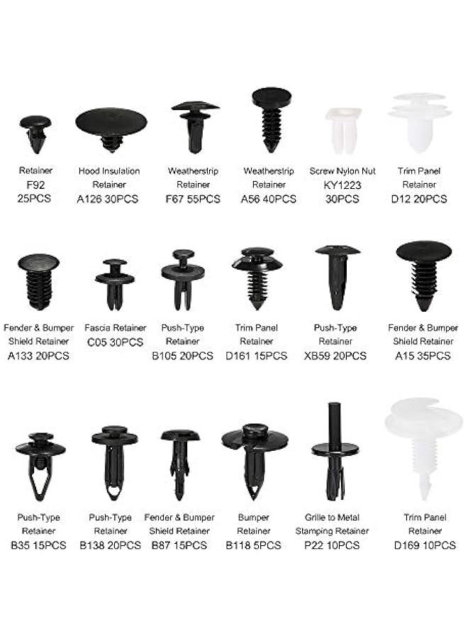 فايلكس مشاك تثيت السيارة ومجموعة لاستيكية م اف ام كيو شو ، تلقائية مع اداة ازالة المشاك 415 قطعة 18 مقاسا مقض دفع ملحقات متعددة الالوا الألوميوم - Image 3