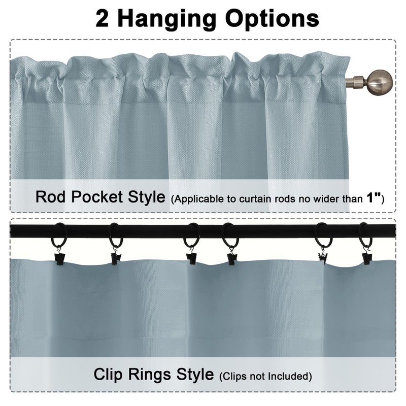 Chyhomenyc Bennet Aqua with Greenish Tone Curtains 63 Inch Length 2 Panels, Light Filtering Faux Linen Textured Rod Pocket Window Treatment Drapes for Living Room Bedroom, Each 40" Wx63 L - Image 3