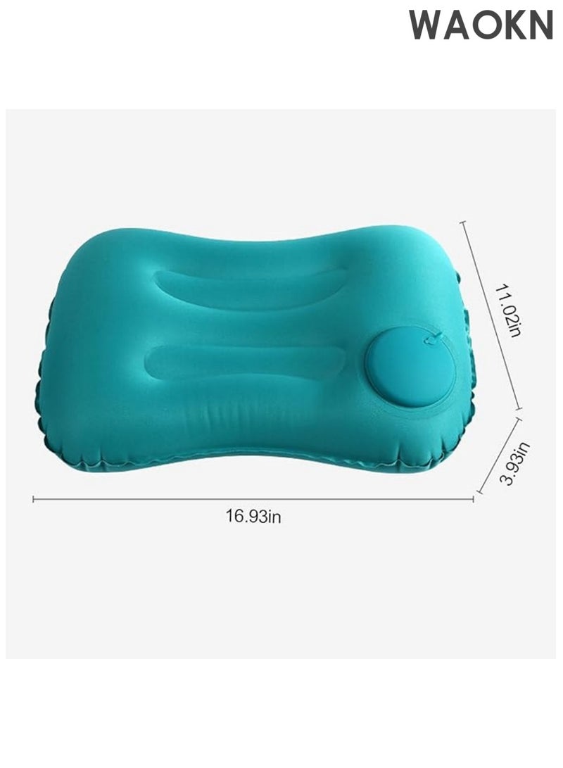 دبليو أيه أو كي أن وسادة تخييم قابلة للنفخ وخفيفة الوزن، قابلة للضغط، مدمجة، مريحة، وسادة مريحة، مثالية للنوم، وحمل حقائب الظهر، والمشي لمسافات طويلة، والشاطئ (أزرق) - Image 2