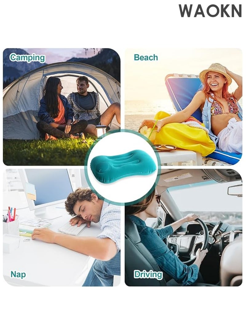 دبليو أيه أو كي أن وسادة تخييم قابلة للنفخ وخفيفة الوزن، قابلة للضغط، مدمجة، مريحة، وسادة مريحة، مثالية للنوم، وحمل حقائب الظهر، والمشي لمسافات طويلة، والشاطئ (أزرق) - Image 5