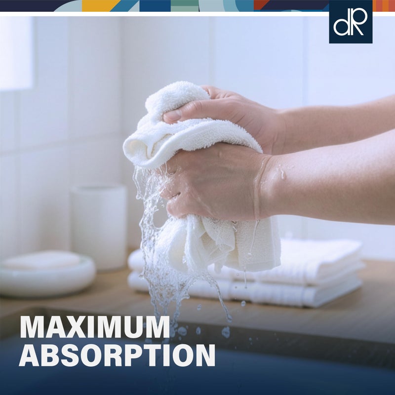 DecorRack 10 Pack 100% Cotton Wash Cloth, Luxurious Soft, 12 x 12 inch Ultra Absorbent, Machine Washable Washcloths, White (10 Pack) - Image 4