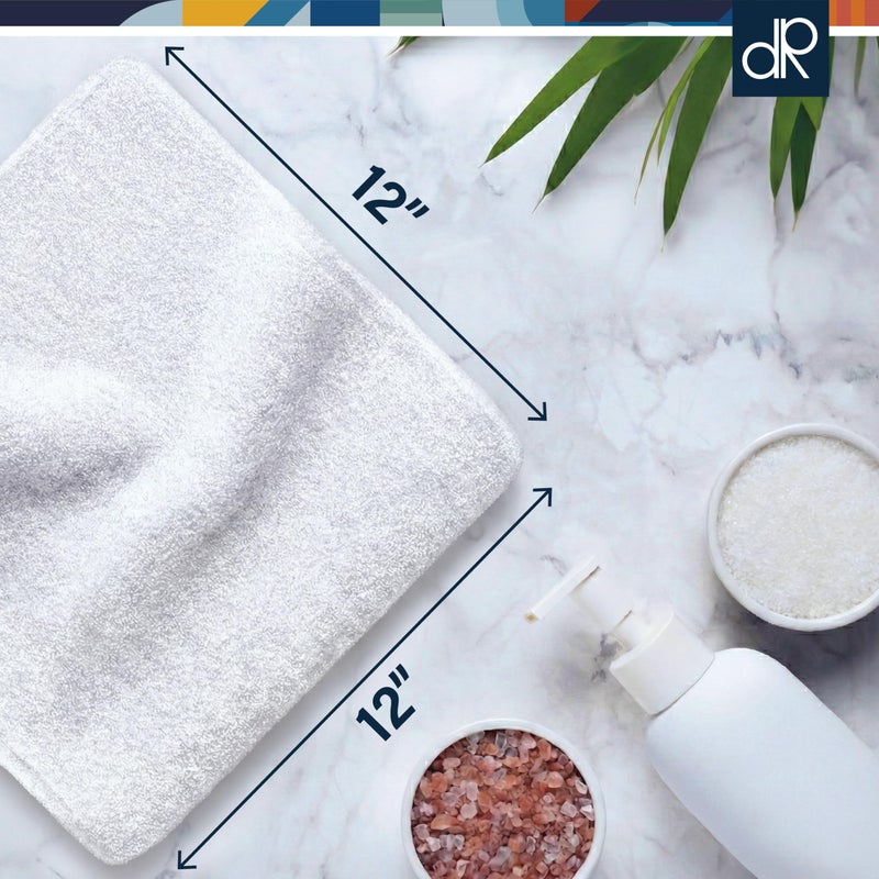 DecorRack 10 Pack 100% Cotton Wash Cloth, Luxurious Soft, 12 x 12 inch Ultra Absorbent, Machine Washable Washcloths, White (10 Pack) - Image 3