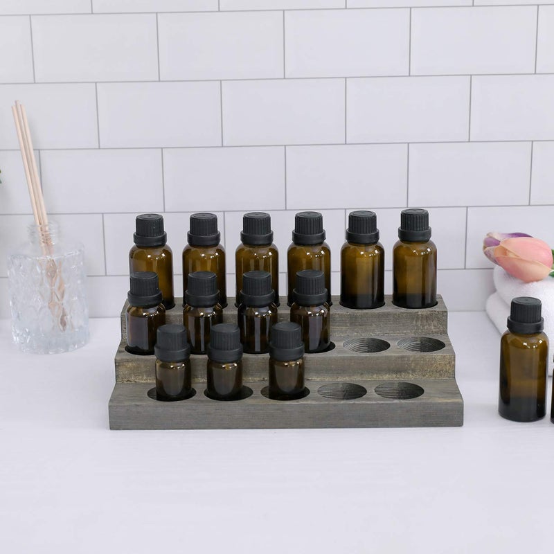 MyGift 3-Tier Vintage Grey Wood 17-Bottle Essential Oil Display Stand - Image 3