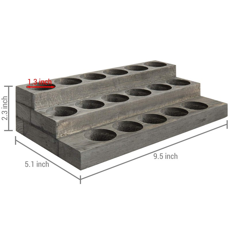 MyGift 3-Tier Vintage Grey Wood 17-Bottle Essential Oil Display Stand - Image 4
