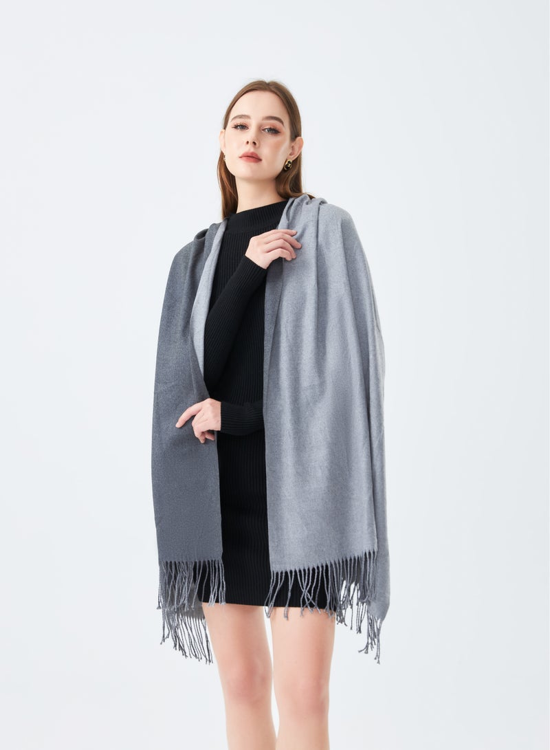 Sky cashmere Two-Tone Reversible Cashmere Shawl  - Image 2