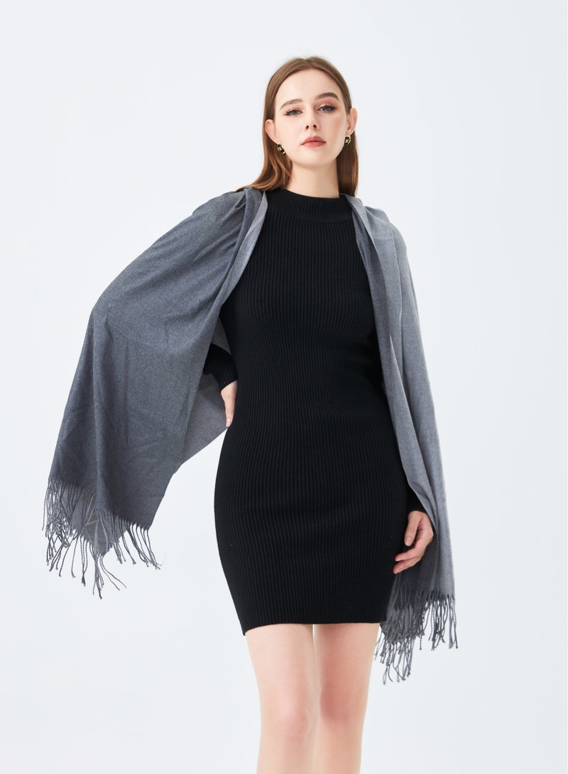 Sky cashmere Two-Tone Reversible Cashmere Shawl  - Image 3