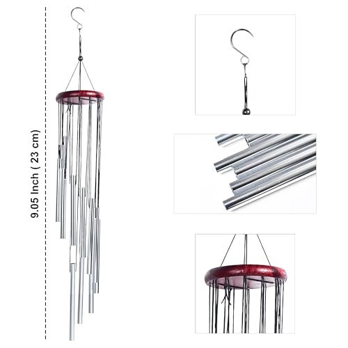 Hindcraft Wind Chimes for Home Décor – Positive Energy Decoration for Living Room, Bedroom, and Balcony | Housewarming Gifts, Stylish Showpieces, and Gift Items for Women, Silver 12-Pipe - Image 2