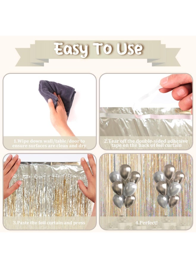 أوشيما 3 قطع شمبانيا غولد تينسل الستارة الخلفية، تينسل ستريمرز زخرفة الحزب، فرينج Backdrop for Birthday، شمبانيا فويل الستائر الهامشية Backdrop for Anniversary Wedding Supplies (3.28 × 6.56 قدم) - Image 5