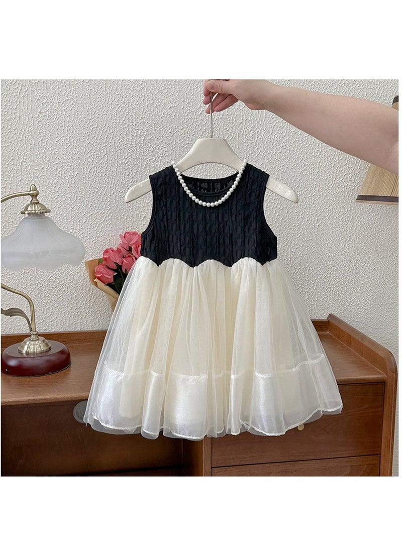 Black Textured Bodice & Ivory Tulle Princess Dress with Bow Veil for Toddler Girls, Perfect for Birthday Parties, Photo Shoots & Special Occasions, Fits Height 90–100 cm (2–3 Y, 12–15 kg), Soft Polyester  - Image 4