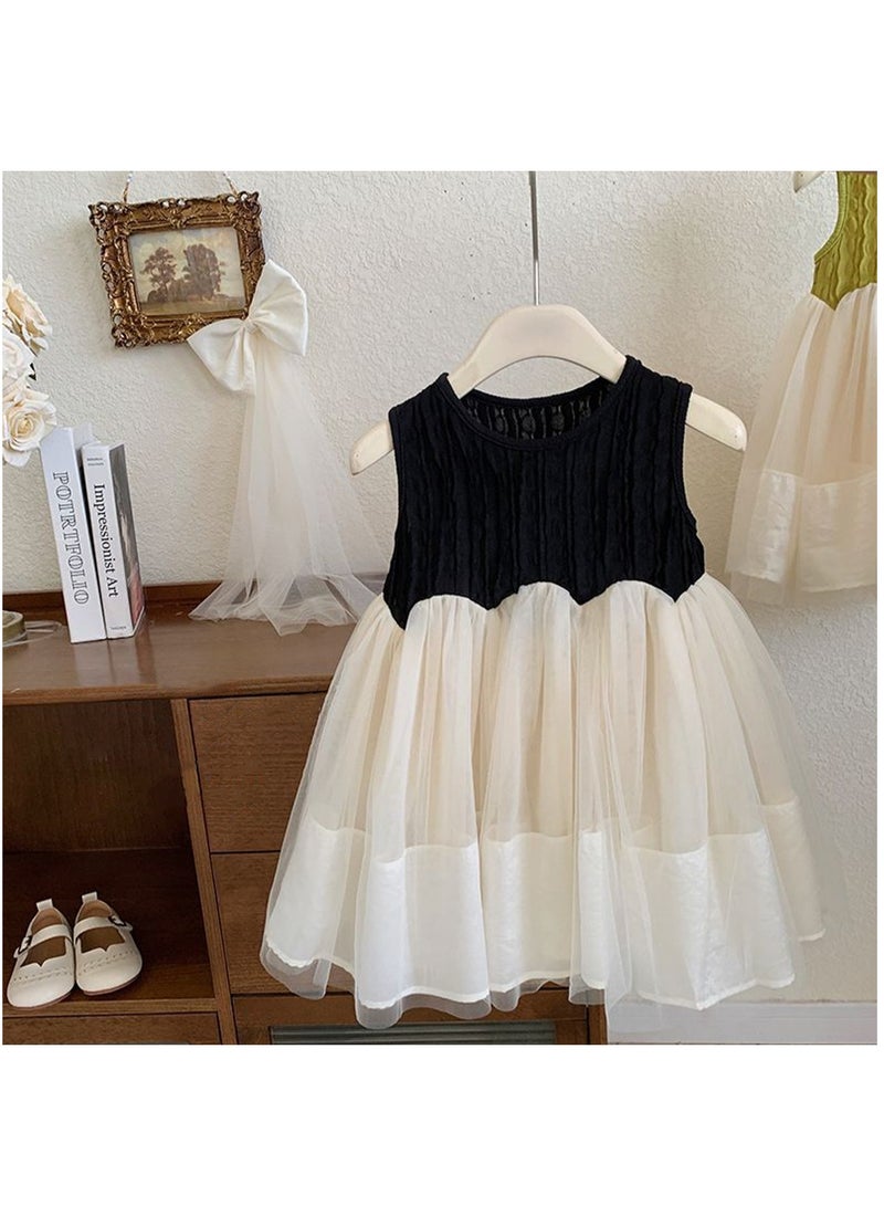 Black Textured Bodice & Ivory Tulle Princess Dress with Bow Veil for Toddler Girls, Perfect for Birthday Parties, Photo Shoots & Special Occasions, Fits Height 90–100 cm (2–3 Y, 12–15 kg), Soft Polyester  - Image 5