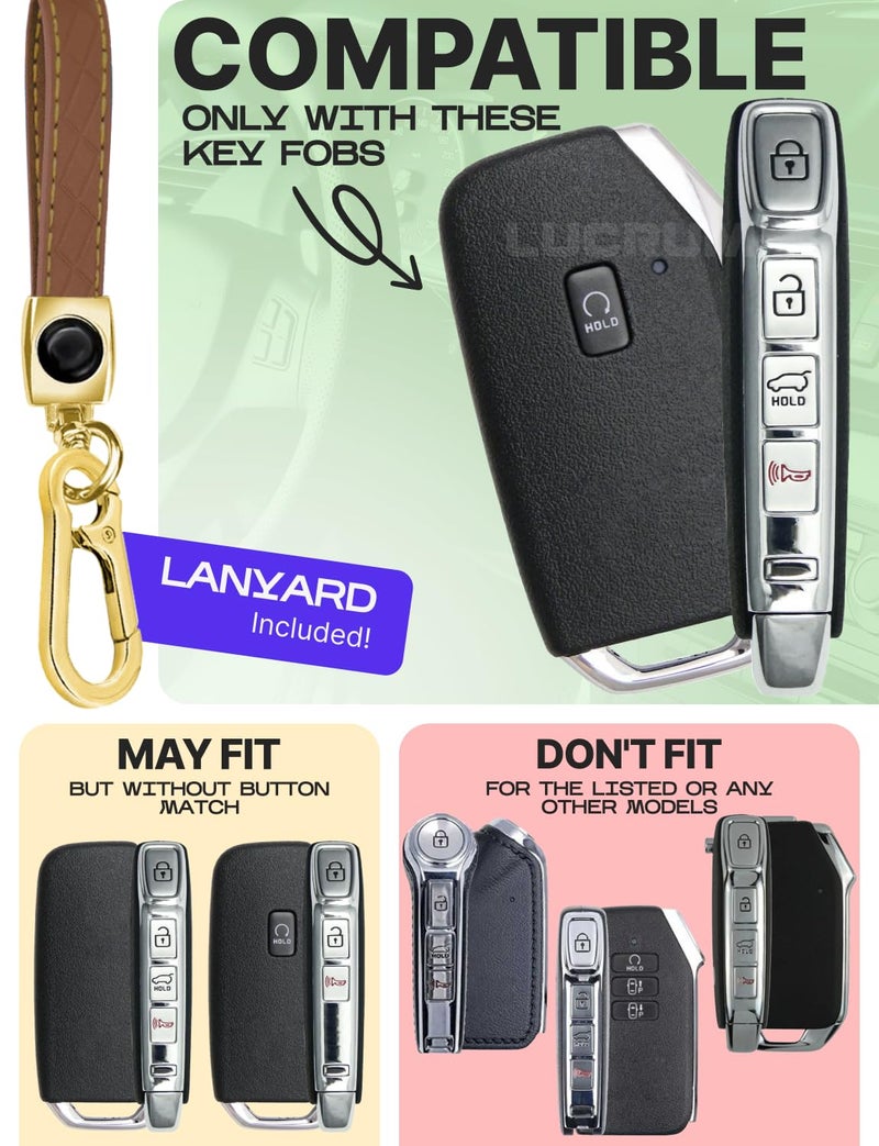 Lucrum Compatible with Kia Key Fob Cover & Leather Keychain - TPU Keyfob Case for Sportage Soul Forte Telluride EV6 NIRO K5 Stinger (2018-2025) - Cow Vibe - Image 2