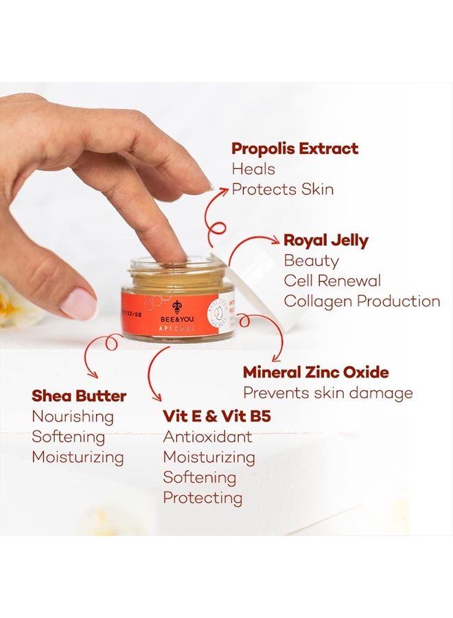 BEE & YOU BEE and YOU Intensive Moisturizing Repair Cream for Face, and Body with Royal Jelly, Mineral Zinc Oxide, Shea Butter, Vitamin B5, Vitamin E, Raw Honey and Bee Propolis, 0.51 fl. oz - Image 3