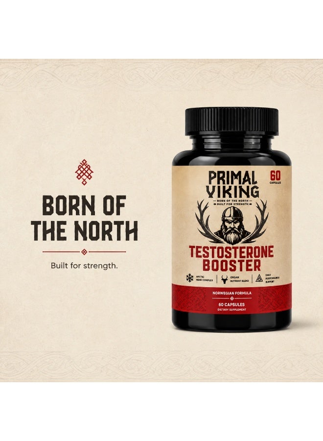Viking PRIMAL VIKING Testosterone Booster for Men, Nordic Herbal Formula for Male Vitality & Performance, Supports Healthy Testosterone Levels, Energy, Strength, Focus and Daily Wellness, 60 Capsules - Image 2