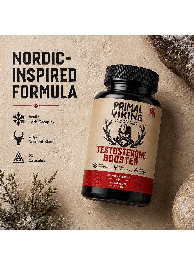 Viking PRIMAL VIKING Testosterone Booster for Men, Nordic Herbal Formula for Male Vitality & Performance, Supports Healthy Testosterone Levels, Energy, Strength, Focus and Daily Wellness, 60 Capsules - Image 4