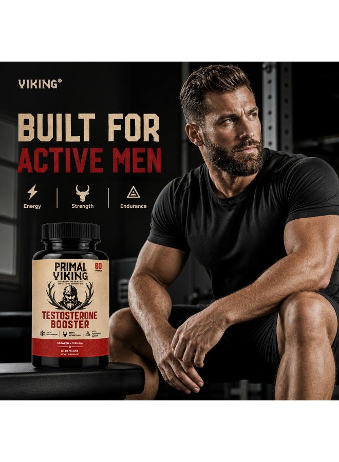 Viking PRIMAL VIKING Testosterone Booster for Men, Nordic Herbal Formula for Male Vitality & Performance, Supports Healthy Testosterone Levels, Energy, Strength, Focus and Daily Wellness, 60 Capsules - Image 5
