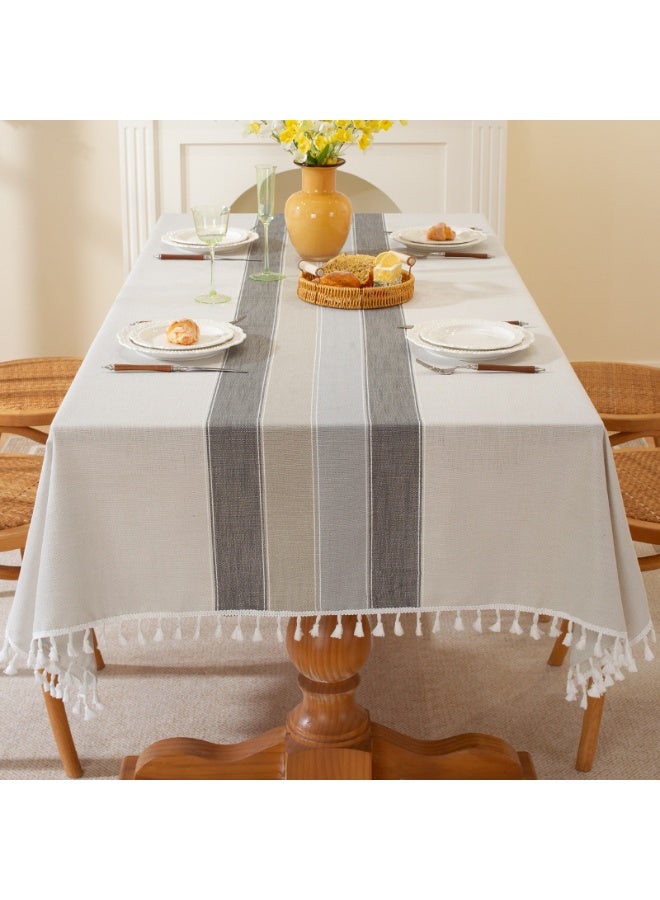 Rectangle Tablecloth Washable Cotton Linen Tablecloths Fabric Tassel Tablecloth Dust-Proof Table Cover for Kitchen Dinning Tabletop Restaurant Party Home Decoration Everyday Use (Linen, 140cmx180cm ) - Image 3