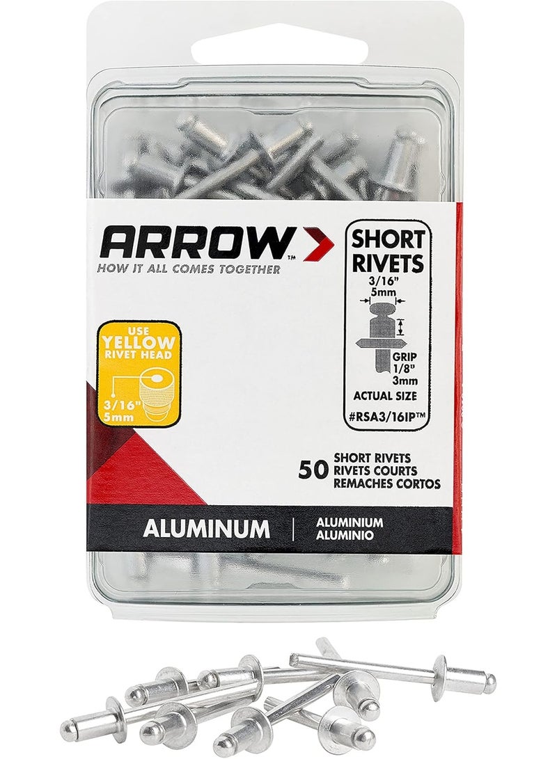 Arrow Arrow Fastener RSA3/16IP Short Aluminum 3/16-Inch Rivets, 50-Pack  - Image 1