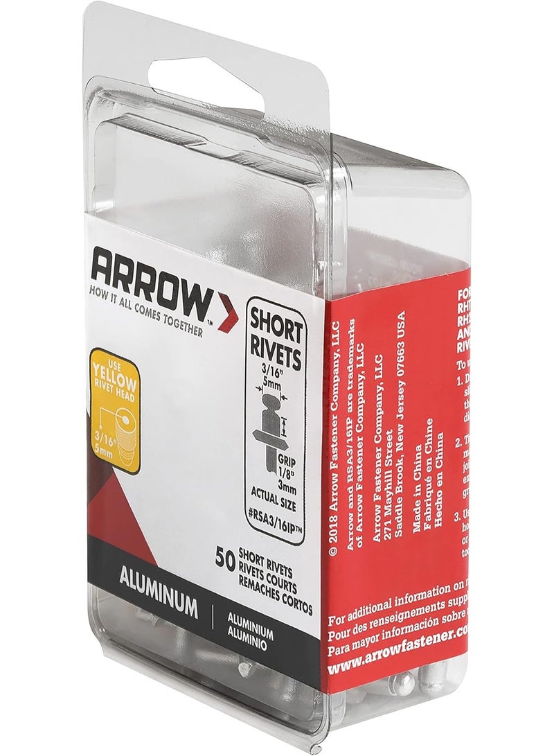 Arrow Arrow Fastener RSA3/16IP Short Aluminum 3/16-Inch Rivets, 50-Pack  - Image 2