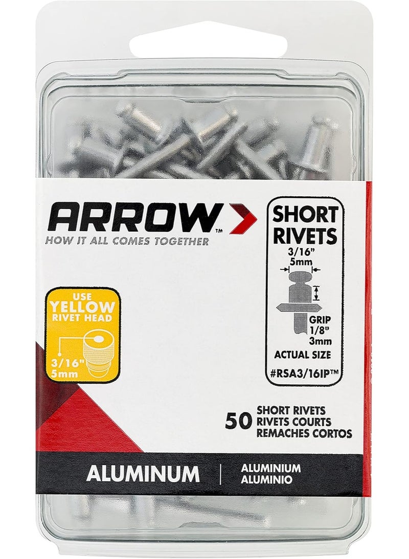 Arrow Arrow Fastener RSA3/16IP Short Aluminum 3/16-Inch Rivets, 50-Pack  - Image 3