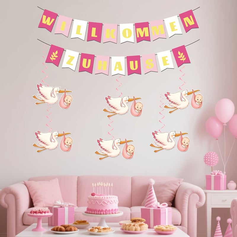 31 Pieces Welcome Home Party Decorations Pink Blue Banner Gender Reveal Decor For Living Room - Image 4