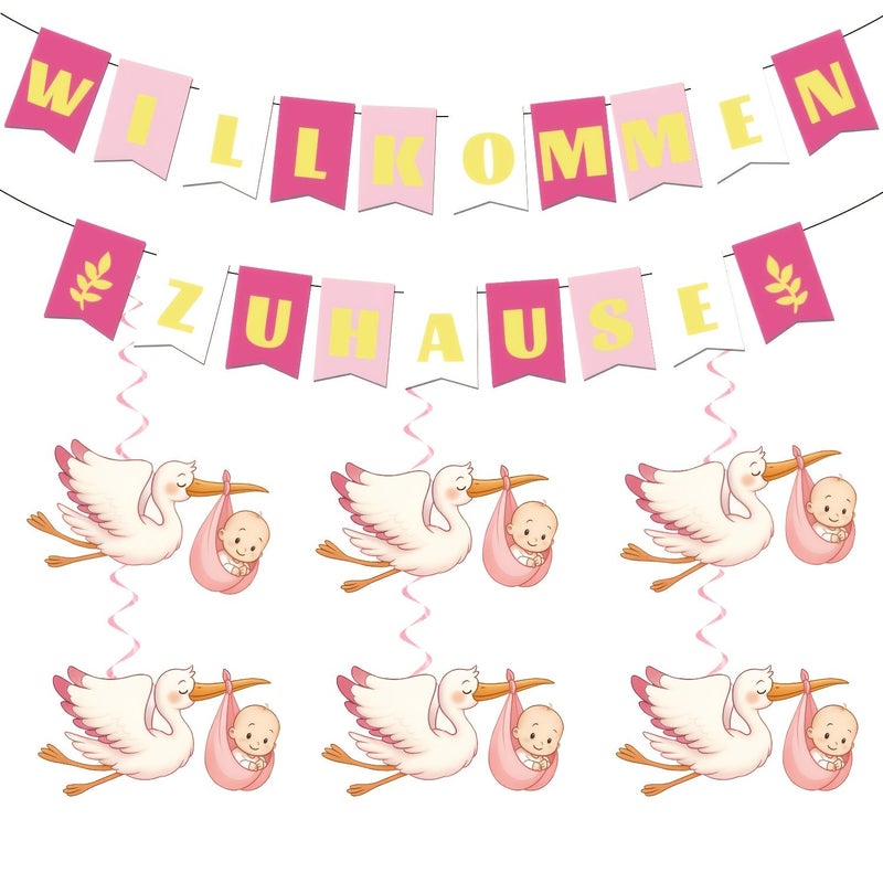 31 Pieces Welcome Home Party Decorations Pink Blue Banner Gender Reveal Decor For Living Room - Image 1