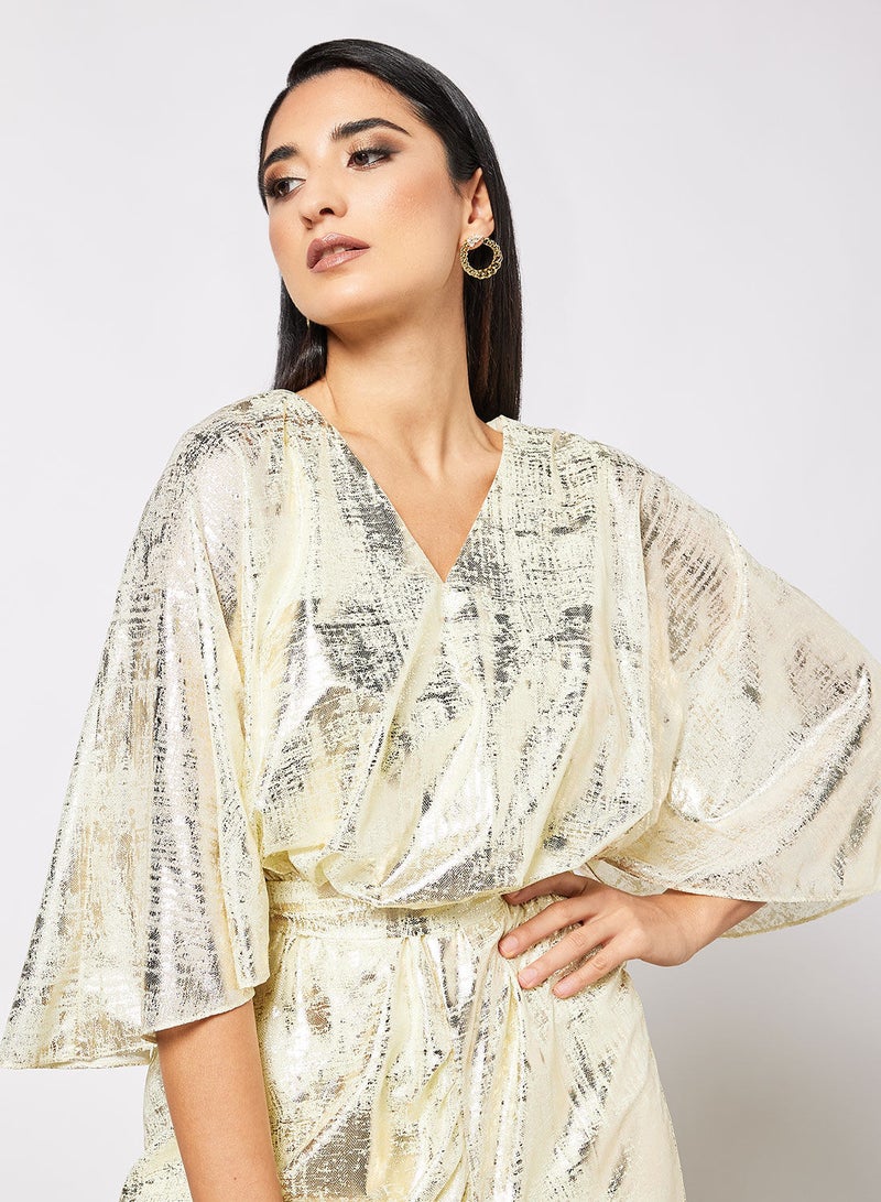 Foil Print Wrap Skirt Dress