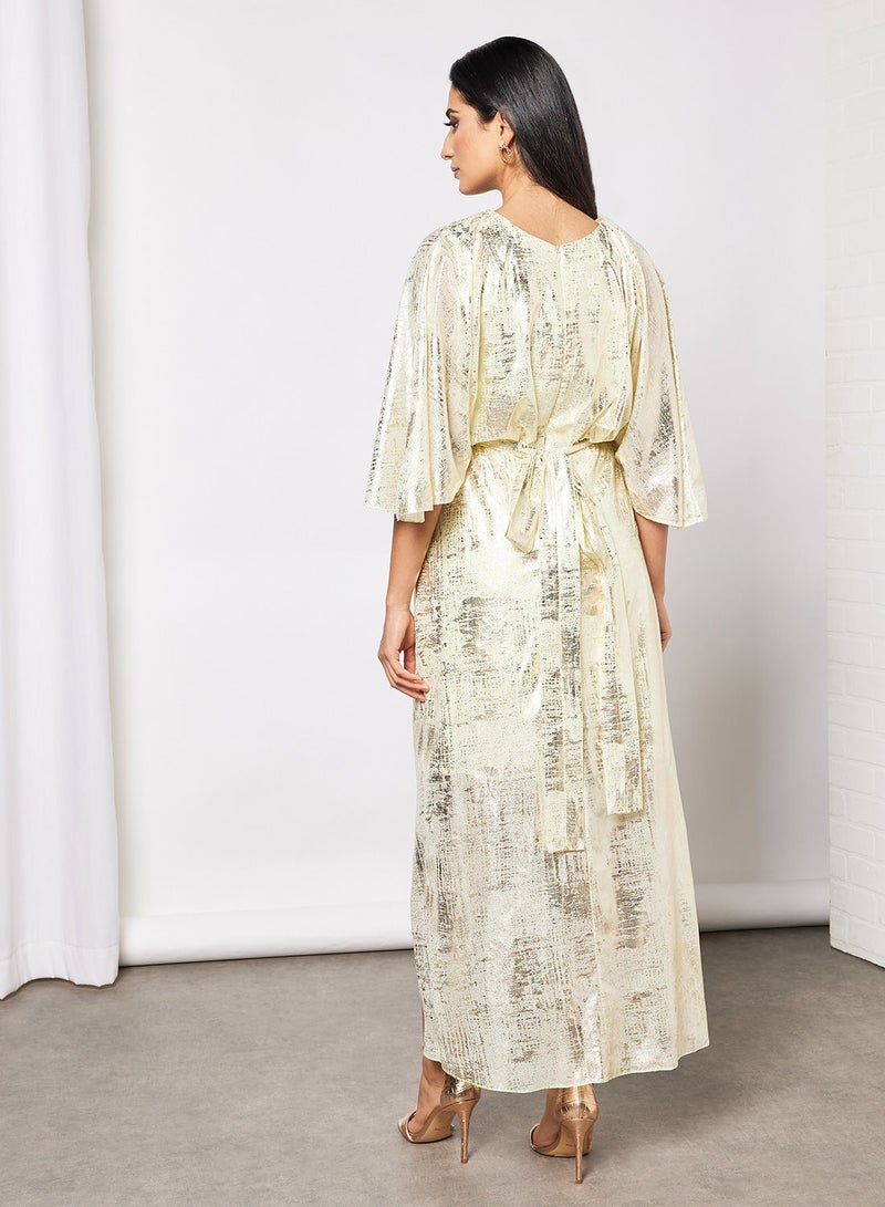 Foil Print Wrap Skirt Dress