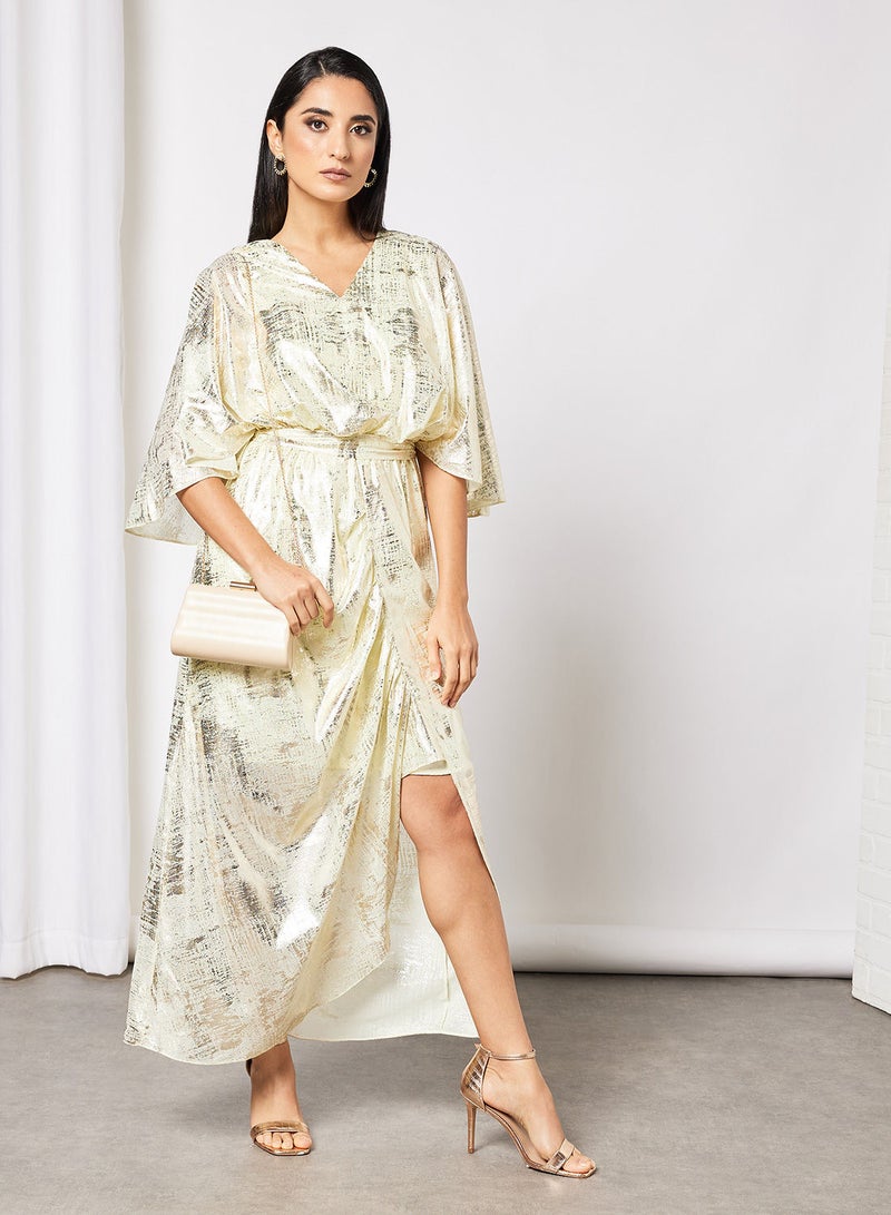 Foil Print Wrap Skirt Dress