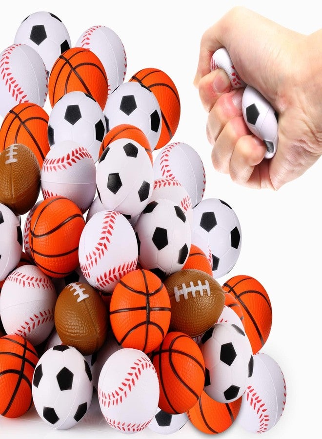 WELLVO Sports Party Favors 24 Pack 1.6 inch Sports Stress Relief Toys Goodie Bags Stuffers Mini Foam Fidget Toys for Stress Anxiety Relief Classroom Prizes Kids Return Gifts Birthday Party Favors - Image 1