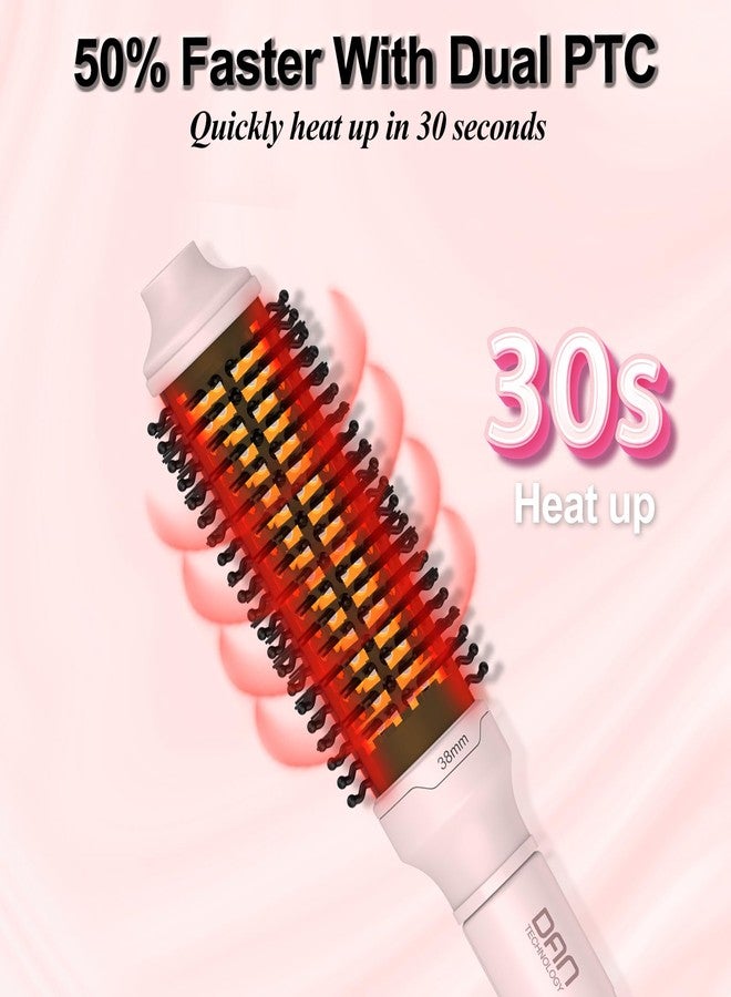 دان تكنولوجي فرشاة حرارية، فرشاة دائرية ساخنة مقاس 1.5 بوصة، فرشاة حرارية بدون نفخ، فرشاة تجعيد بجهد مزدوج، فرشاة حرارية مزدوجة بتقنية PTC لتصفيف سريع، فرشاة سيراميك حرارية دائرية تجعل الشعر أكثر لمعانًا ونعومة، لون وردي - Image 2