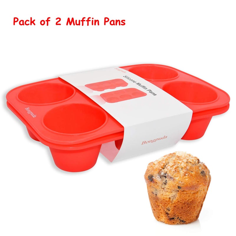 Bongpuda Silicone Large Muffin Pan 2 Pack 6 Cup Large Silicone Cupcake Pan Non-Stick Jumbo Muffin Pans Food Grade Cupcake Molds Perfect For Egg Muffin Big Cupcake - Image 2