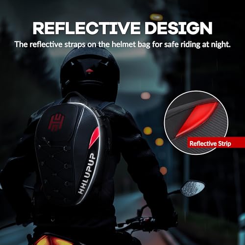 HHLUPUP Motorcycle Tail Bag Seat Helmet - 38L Motorcycle Backpack Waterproof Luggage Bags (Red) - Image 5