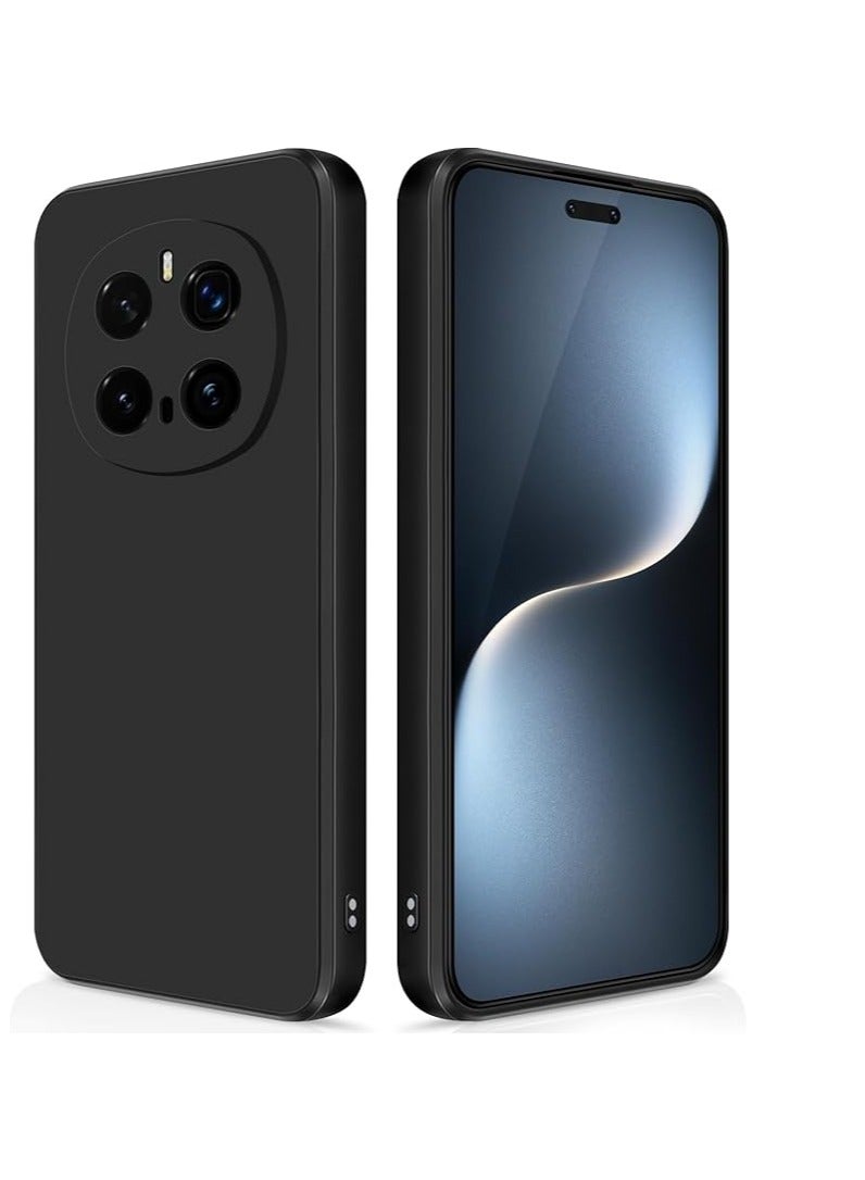 جراب متوافق مع Honor Magic 7 Pro، جراب سيليكون للهاتف المحمول مع بطانة من القماش، غطاء واقٍ ناعم من مادة TPU مقاوم للصدمات (أسود)