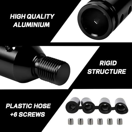 ongfuwu M12x1.25 Shift Knob Adapter, Aluminum Gear Shift Adapter Kit with 4-Sizes Hoses, Universal Gear Shift Knob Cover for Non-Threaded Manual Shifters, Car Stick Shift Knob Adapter(Black) - Image 3