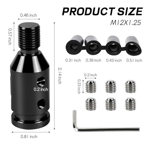ongfuwu M12x1.25 Shift Knob Adapter, Aluminum Gear Shift Adapter Kit with 4-Sizes Hoses, Universal Gear Shift Knob Cover for Non-Threaded Manual Shifters, Car Stick Shift Knob Adapter(Black) - Image 2