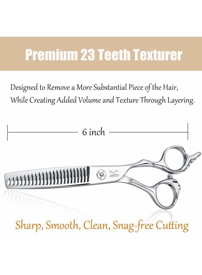Jason مقص شعر بتقنية التموج 6"، مقص تموجات شعر بـ 23 سن، مقص احترافي لتخفيف الشعر للحلاقين، مصففي الشعر، النساء والرجال، مصنوع من الفولاذ المقاوم للصدأ الياباني 440C - Image 2
