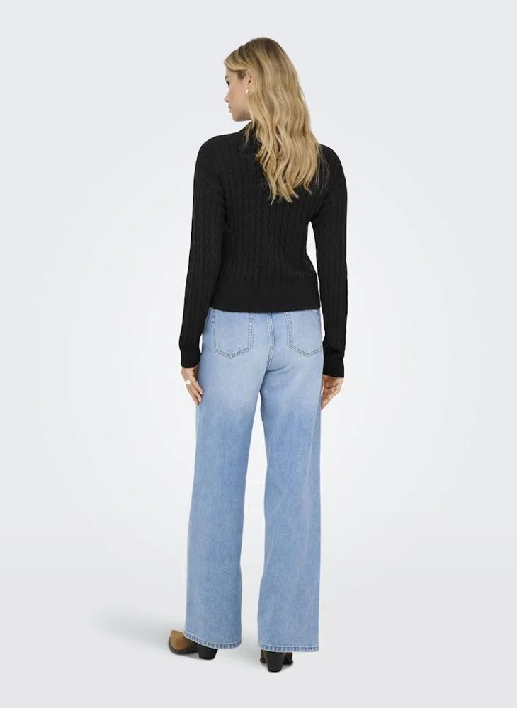 ONLY Onlkatia Cable Polo Long Sleeve Pullover Sweater