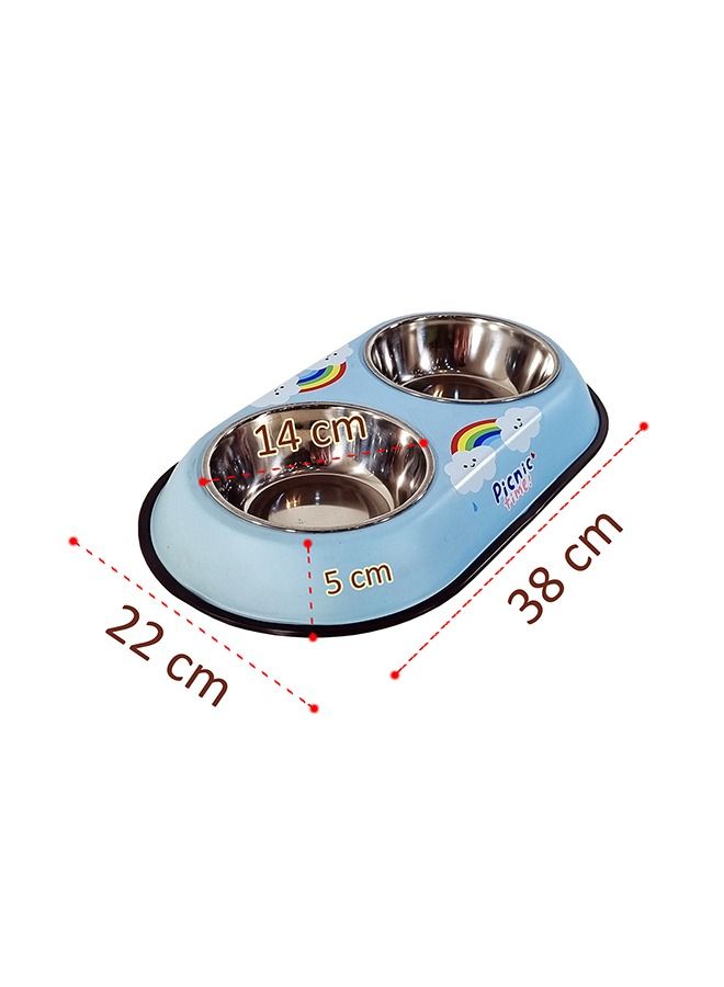 MAJIBAO Dog & Cat Food & Water Feeder in Stainless Steel Bowls, Metal Casing or Bowls Holder, Rubber or Silicon Grip for No Sliding, Normal Size Bowls, Bowl Diameter 14 Cm  - Image 3