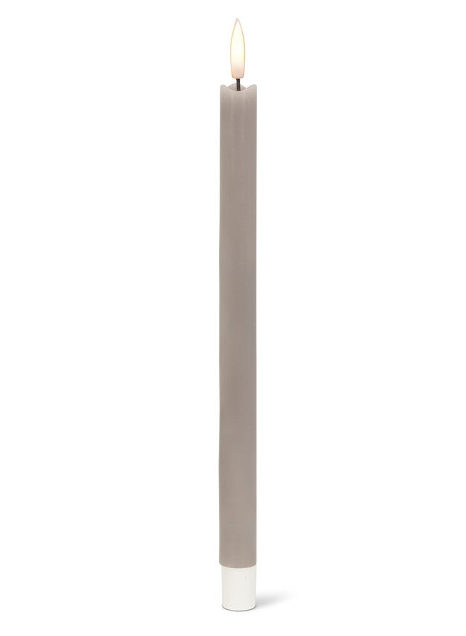 Abbott Collection Luxlite LED Flameless Wax Taper Candle (Set of 2, Gray, 9.5" H) - Image 1