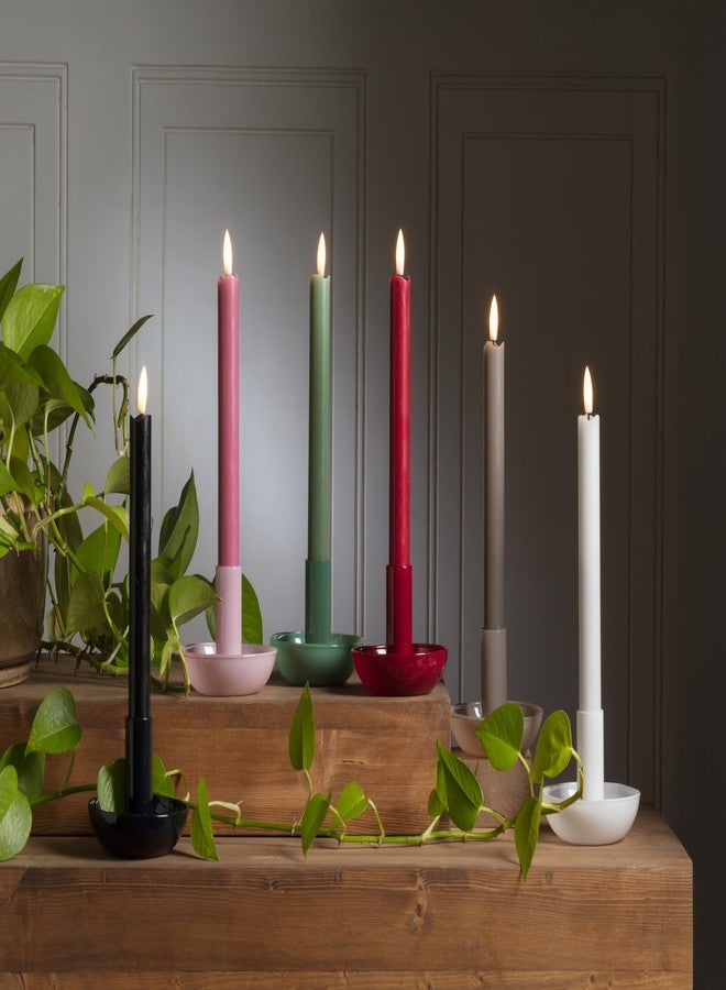 Abbott Collection Luxlite LED Flameless Wax Taper Candle (Set of 2, Gray, 9.5" H) - Image 4