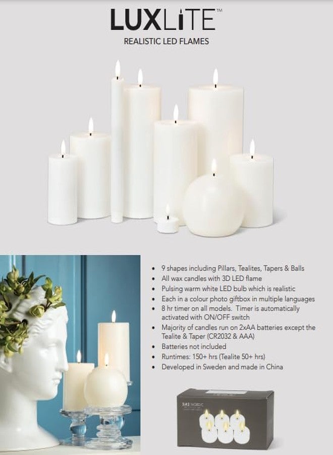 Abbott Collection Luxlite LED Flameless Wax Taper Candle (Set of 2, Gray, 9.5" H) - Image 3
