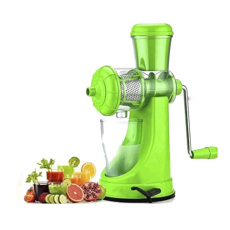 SHOPOLIFE Plastic Hand Juicer for Fruits Vegetables with Steel Handle Vacuum Locking System Shake Smoothies Travel Juicer Fruit Juicer for All Fruits Juice Maker Machine Multi colour 1 piece - Image 1