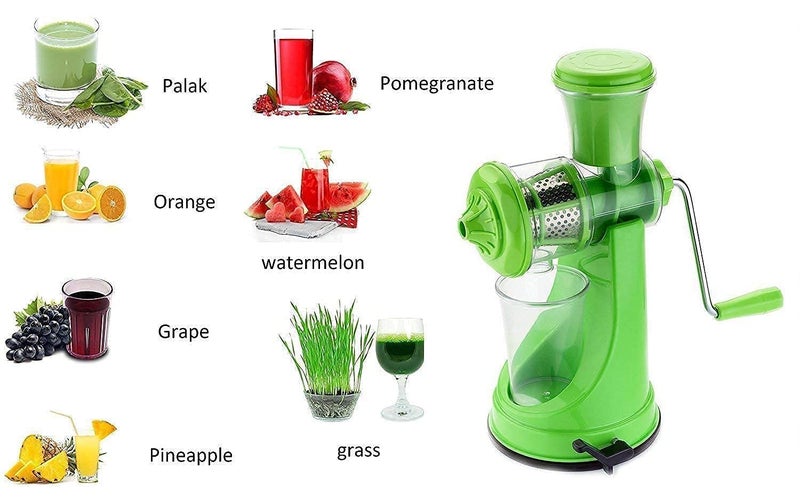 SHOPOLIFE Plastic Hand Juicer for Fruits Vegetables with Steel Handle Vacuum Locking System Shake Smoothies Travel Juicer Fruit Juicer for All Fruits Juice Maker Machine Multi colour 1 piece - Image 2