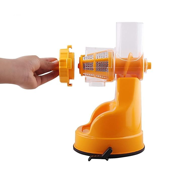 SHOPOLIFE Plastic Hand Juicer for Fruits Vegetables with Steel Handle Vacuum Locking System Shake Smoothies Travel Juicer Fruit Juicer for All Fruits Juice Maker Machine Multi colour 1 piece - Image 4