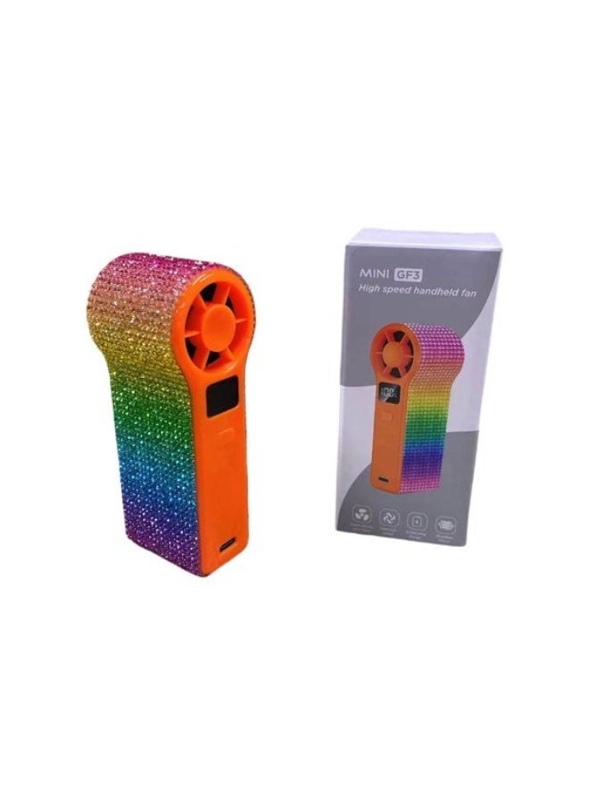 YD Portable Rechargeable Handheld Mini Fan with LED Display, Adjustable Speed & Rainbow Glitter - Image 4