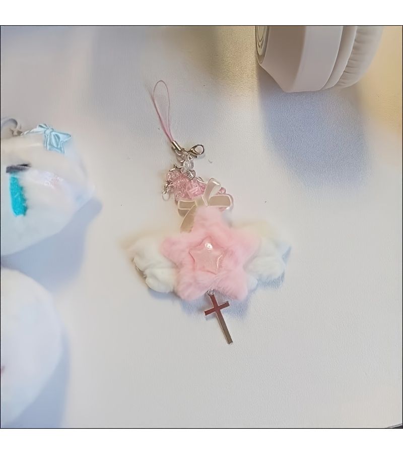 Pink Plush Star Phone Charm With Bear Butterfly Card Album And Journal Notebook - Image 4