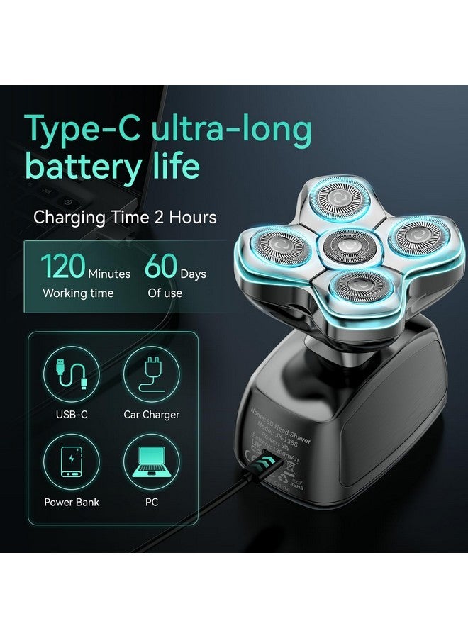 كينسن ماكينة حلاقة للرجال الصلع، ماكينة حلاقة الرأس المغناطيسية من كينسن مع شاشة عرض LED للرأس الصلع الرطب والجاف للرجال، ماكينة حلاقة الرأس المقاومة للماء Ipx6 للرجال مع شحن USB-C - Image 5