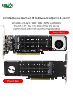BURAQ PCI-E X16 to M.2 M-key NVME X4 SSD RAID Array Expansion Adapter Support 2242/2260/2280/22110(PH44Plus)  - Image 5