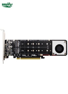 BURAQ PCI-E X16 to M.2 M-key NVME X4 SSD RAID Array Expansion Adapter Support 2242/2260/2280/22110(PH44Plus)  - Image 1